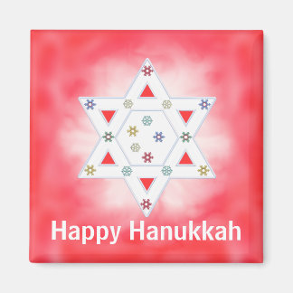 Hanukkah Star und Schneeflocken Rot Magnet