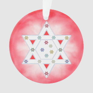 Hanukkah Star und Schneeflocken Rot Ornament