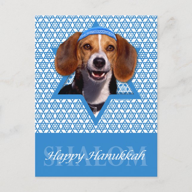 Hanukkah Star von David - Beagle Feiertagspostkarte (Vorderseite)