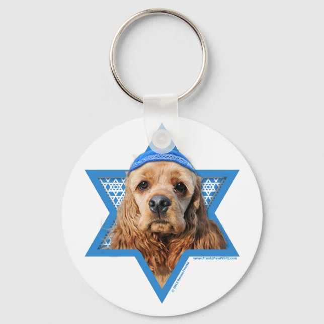 Hanukkah Star von David - Cocker Spaniel Schlüsselanhänger (Vorderseite)