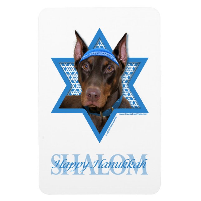 Hanukkah Star von David - Doberman - Rocky Magnet (Vertikal)