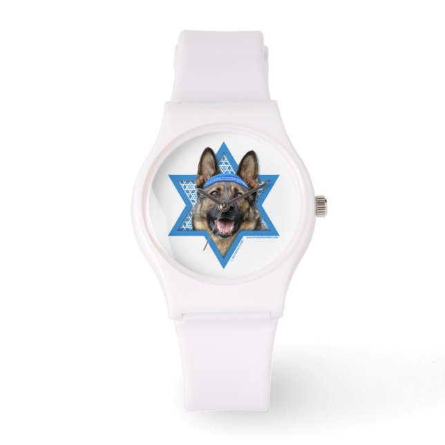 Hanukkah Star von David - German Shepherd Armbanduhr (Vorderseite)