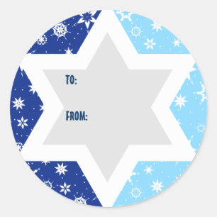 Hanukkah Star von David Snowflake Geschenksticker Runder Aufkleber