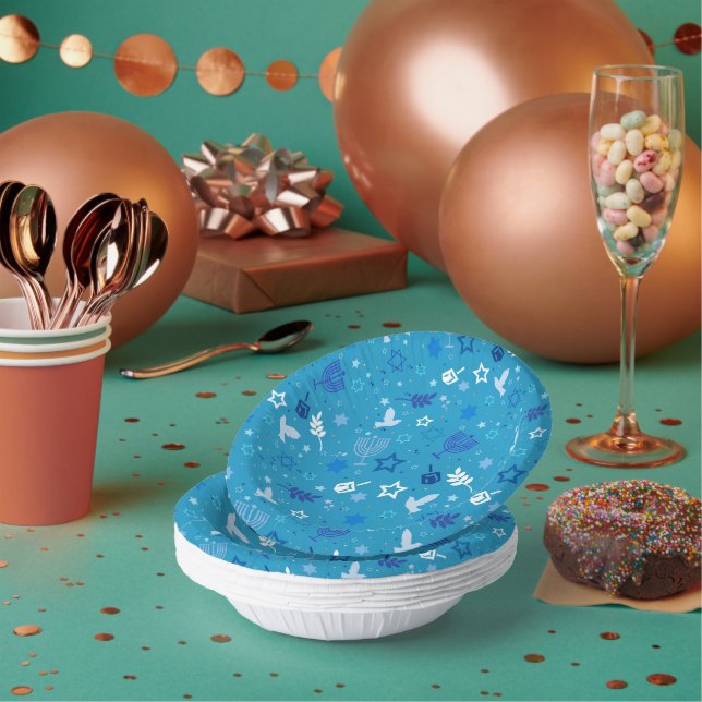Hanukkah Stars Paper Bowls Pappteller (Multi)
