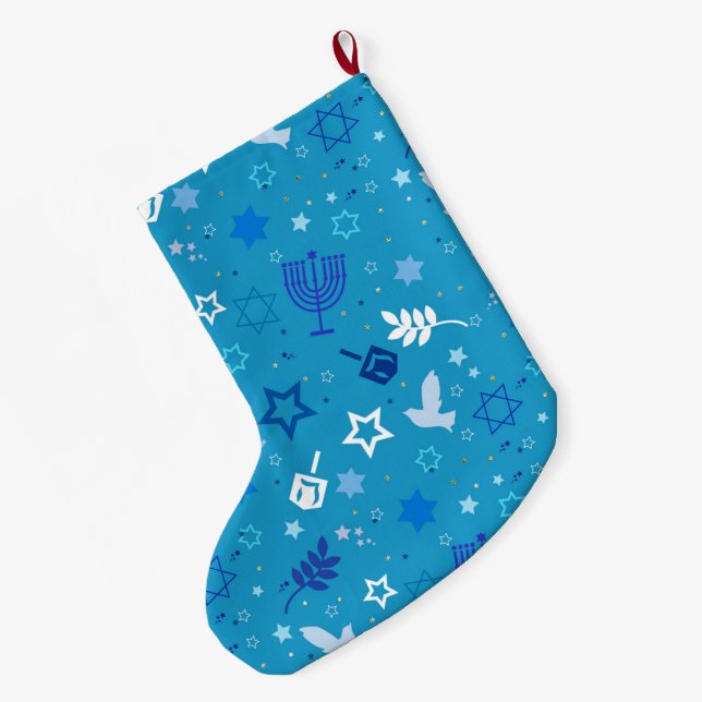 Hanukkah Stars Strumpf Großer Weihnachtsstrumpf (Rückseite (Hängend))
