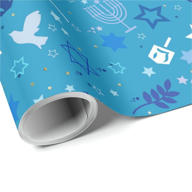 Hanukkah Stars Wrapping Paper Geschenkpapier (Rolleneckpunkt)