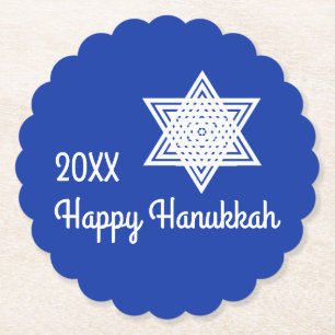 Hanukkah Stern Davids weiß auf blauem Hintergrund  Untersetzer