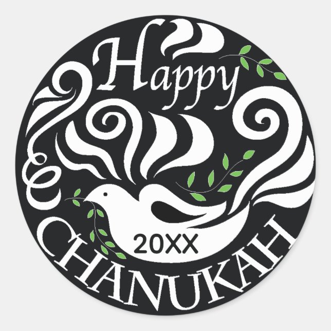 Hanukkah Stickers (1 1/2"/3") "Blackboard Dove" (Vorderseite)