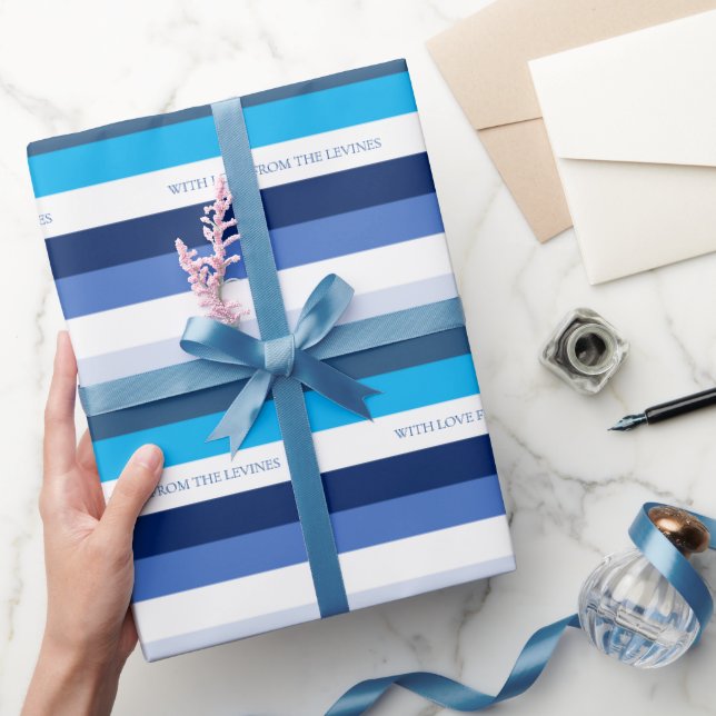 Hanukkah Stripe Personalisierter Urlaub Geschenkpapier (Schenken)