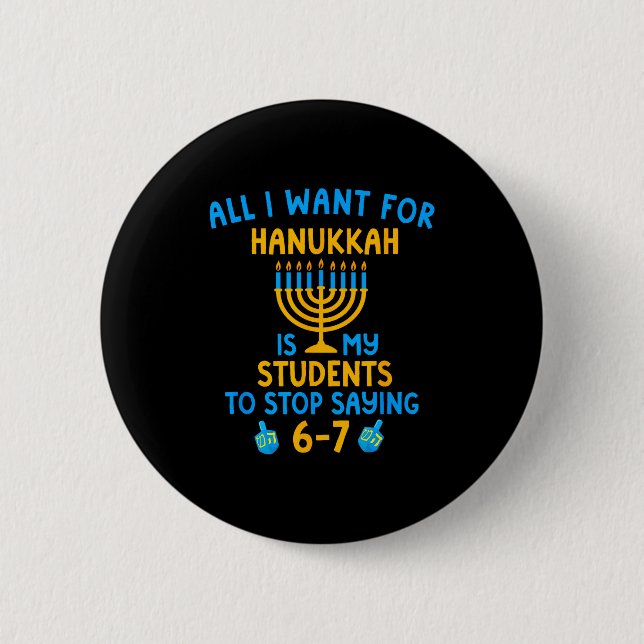 Hanukkah Students Saying 6-7 67 Six Seven Hebrew S Button (Vorderseite)