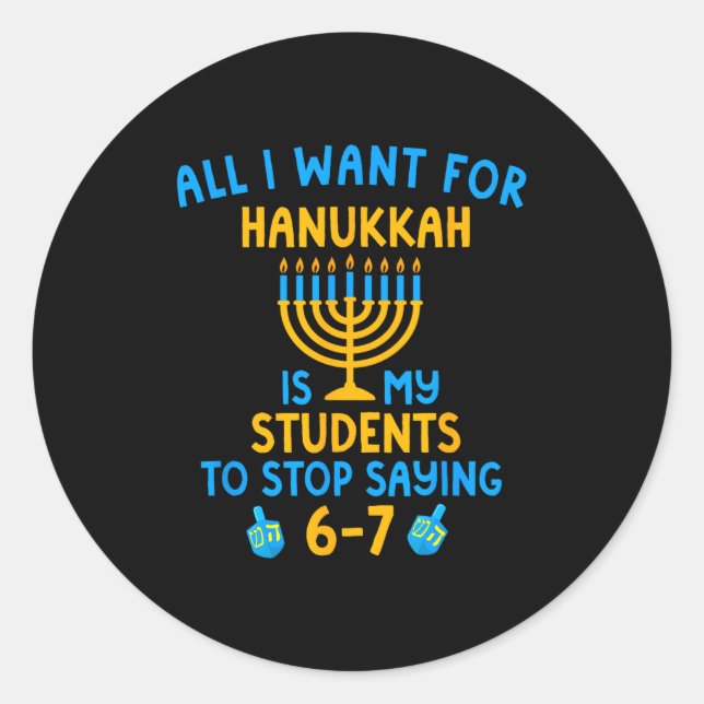 Hanukkah Students Saying 6-7 67 Six Seven Hebrew S Runder Aufkleber (Vorderseite)