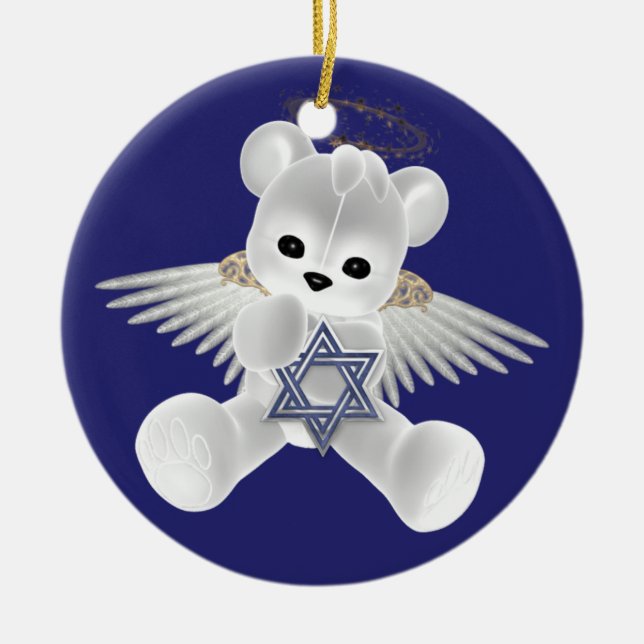 Hanukkah Teddy Bear Keramik Ornament (Vorne)
