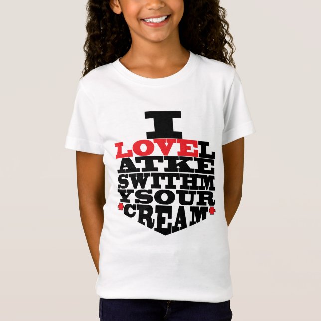 Hanukkah Tee Shirt Kinder "I Liebe Latkes" (Vorderseite)