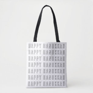 Hanukkah Text Design in Schwarz/Weiß Tasche
