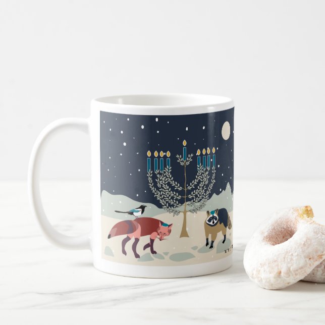 Hanukkah Tiere Menorah Wüste Kaffee Tasse (Mit Donut)