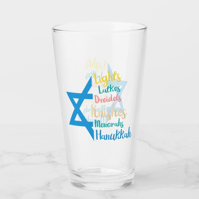 Hanukkah Trinkglas Glas (Vorderseite)