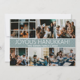 Hanukkah Typografie Blue Family Foto Collage Feiertagskarte