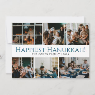 Hanukkah Typografie Blue Family Foto Collage Feiertagskarte