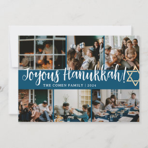 Hanukkah Typografie Blue Family Foto Collage Feiertagskarte