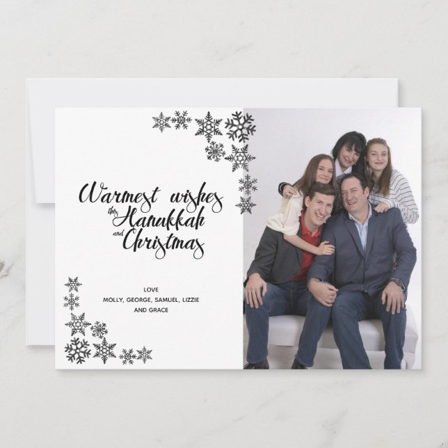 Hanukkah und Weihnachten Moderne Fotokarte (Vorderseite)