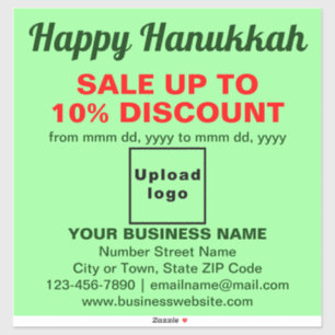 Hanukkah Verkauf auf hellgrünem Vinyl Aufkleber