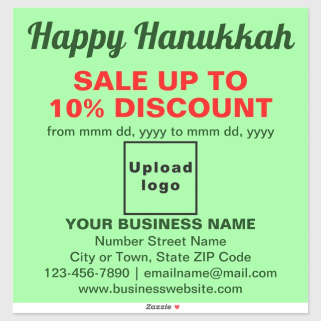 Hanukkah Verkauf auf hellgrünem Vinyl Aufkleber (Blatt)