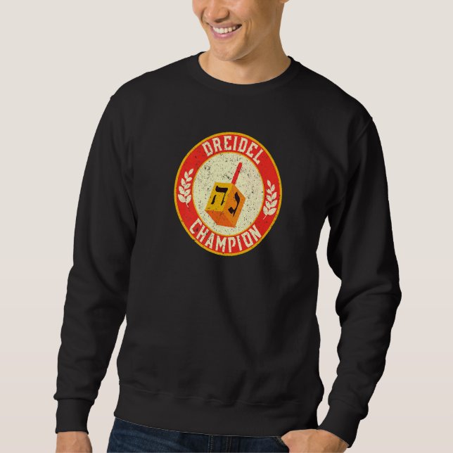 Hanukkah Vintag Dreidel Champion Jüdischer Urlaub Sweatshirt (Vorderseite)