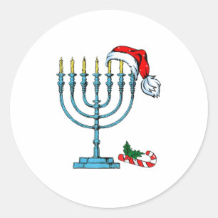 Hanukkah Weihnachtsfamilie Chr Runder Aufkleber