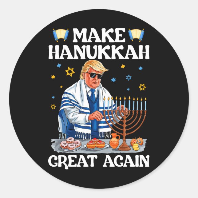 Hanukkah wieder groß machen Trump jüdischen Ugly C Runder Aufkleber (Vorderseite)