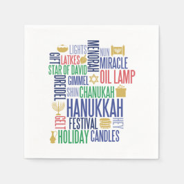 Hanukkah Words Holiday Paper Napkins Serviette