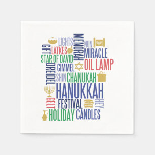 Hanukkah Words Holiday Paper Napkins Serviette