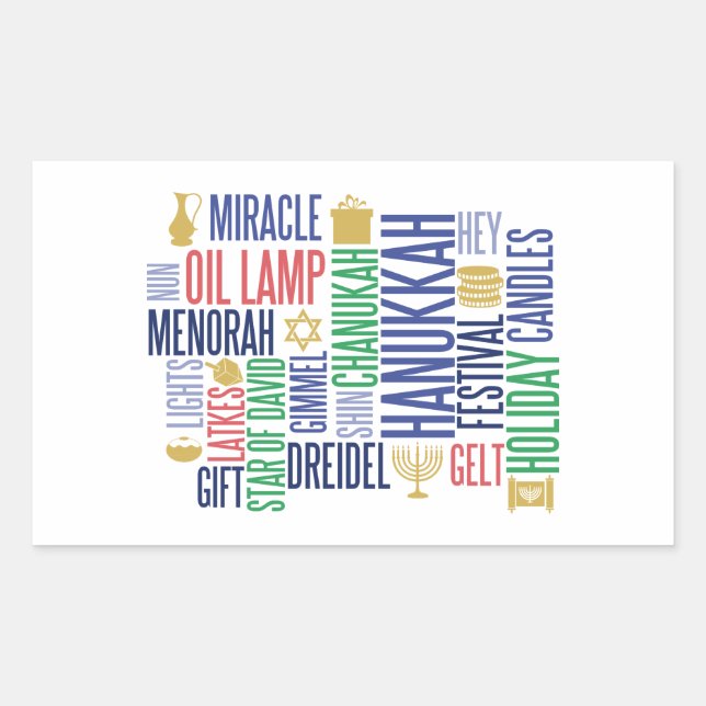 Hanukkah Words Holiday Rectangle Stickers (Vorderseite)