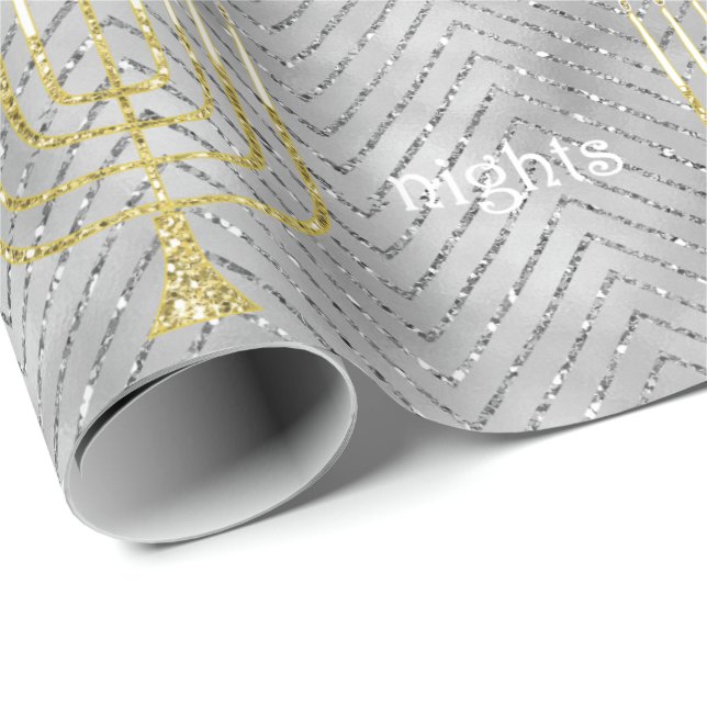 Hanukkah Wrapping Paper "Elegant Menorah" Geschenkpapier (Rolleneckpunkt)