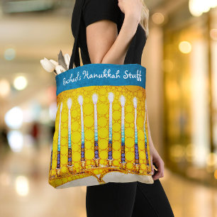 Hanukkah Yellow Gold Menorah Moderner Individuelle Tasche