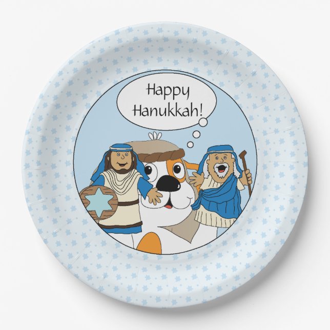 Hanukkah Zeevie und die Maccabes Pappteller (Vorderseite)