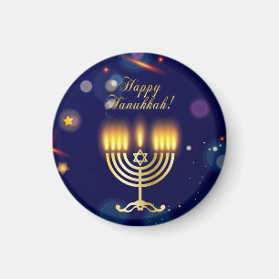 Hanukkiah Frohes Chanukka Jüdische Goldene Menora Magnet