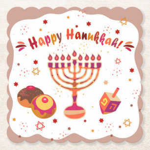 Hanukkiah Frohes Chanukka Jüdische Vintage-Menora Untersetzer