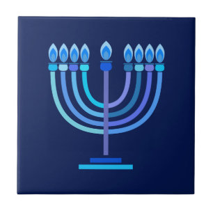 Hanukkiah Frohes Chanukka Jüdisches Fest Menorah Fliese