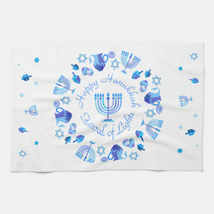 Hanukkiah glücklich Hanukkah jüdischen Urlaub Meno Geschirrtuch