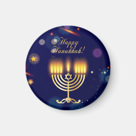 Hanukkiah Happy Hanukkah Jewish Gold Menorah Magnet