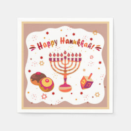 Hanukkiah Happy Hanukkah Jewish Gold Menorah Serviette
