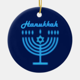 Hanukkiah Happy Hanukkah Jewish Holiday Menorah Keramik Ornament