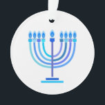 Hanukkiah Happy Hanukkah Jewish Holiday Menorah Ornament<br><div class="desc">Hanukkiah-Symbol. Happy Hanukkah Party Jüdischer Urlaub Blue Menorah. Jüdisches Holiday Chanukkah Dekoration mit traditionellem Chanuka Dekorationssymbol - Navy Blue Farbe hanukkiah menorah, Kerzenhalter mit Kerzen, Stern von David und neon blaue Lichter Illustration. Hanukkah Festival der Lichter Event Dekoration. Jerusalem, Israel. Zuhause > Zuhause Décor > Weihnachtsdekoration > Ornamente Modernes Design...</div>