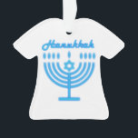 Hanukkiah Happy Hanukkah Jewish Holiday Menorah Ornament<br><div class="desc">Hanukkiah-Symbol. Happy Hanukkah Party Jüdischer Urlaub Blue Menorah. Jüdisches Holiday Chanukkah Dekoration mit traditionellem Chanuka Dekorationssymbol - Navy Blue Farbe hanukkiah menorah, Kerzenhalter mit Kerzen, Stern von David und neon blaue Lichter Illustration. Hanukkah Festival der Lichter Event Dekoration. Jerusalem, Israel. Zuhause > Zuhause Décor > Weihnachtsdekoration > Ornamente Modernes Design...</div>