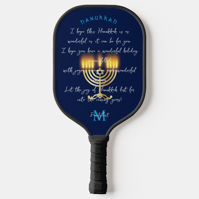 Hanukkiah Happy Hanukkah Jewish Holiday Menorah Pickleball Schläger (Rückseite)
