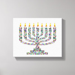 Hanukkiah made with Gems Stretched Canvas Print Leinwanddruck