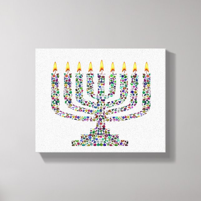 Hanukkiah made with Gems Stretched Canvas Print Leinwanddruck (Vorderseite)