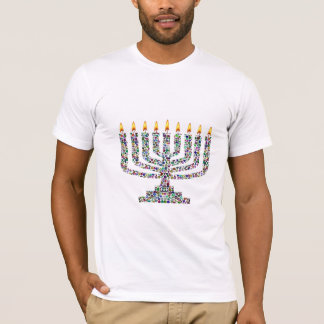 Hanukkiah und Shalom aus Edelsteinen T-Shirt