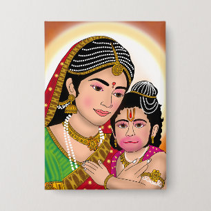 Hanuman & Anjana Mata Knopf Button