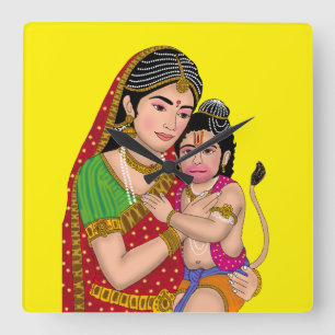 Hanuman & Anjana Mata Wanduhr